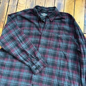 Harley Davidson Men’s XXL/2XL Flannel Shirt Logo Purple Black Motorcycle Biker
